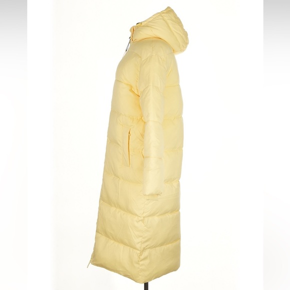 NWT Girlfriend Collective Banana Yellow Long Puffer Winter Coat Medium - Picture 4 of 9